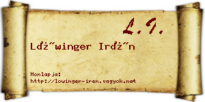 Lőwinger Irén névjegykártya